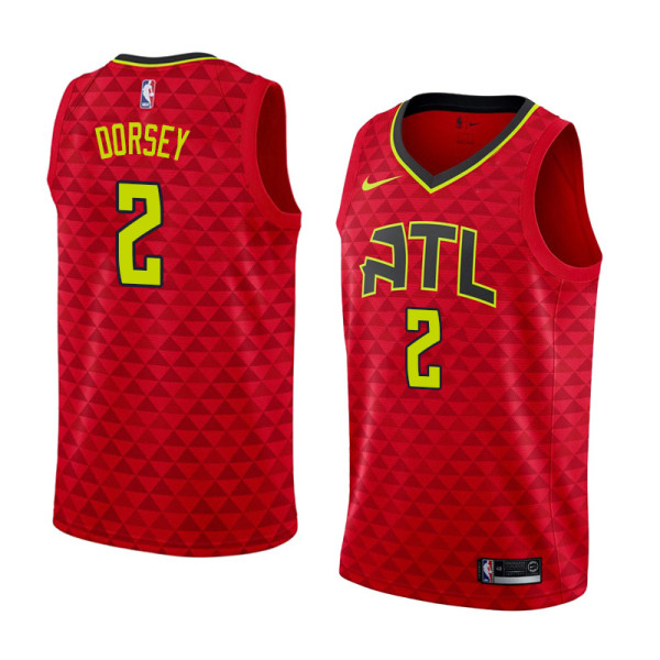 NBA Men Atlanta Hawks Red #2 DORSEY Jersey High Quality Name and Number Print