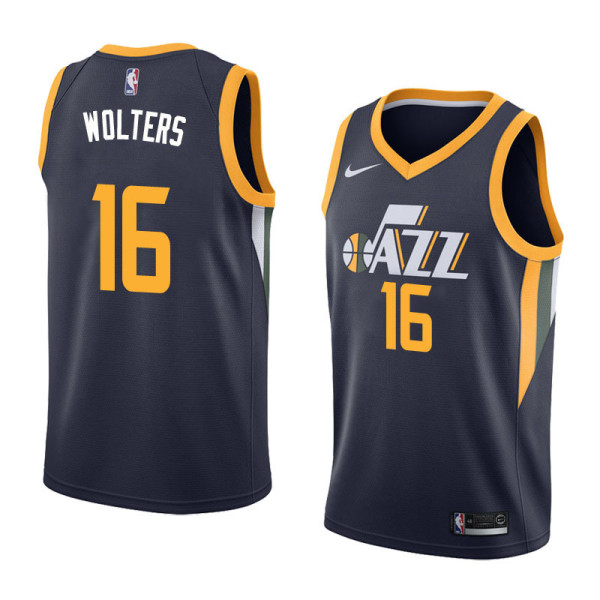 NBA Men Utah Jazz Dark Blue #16 WOLTERS Jersey High Quality Name and Number Print