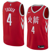NBA Men Houston Rockets Red Jersey Chinese Version #4 TUCKER High Quality Name and Number Print