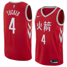 NBA Men Houston Rockets Red Jersey Chinese Version #4 TUCKER High Quality Name and Number Print