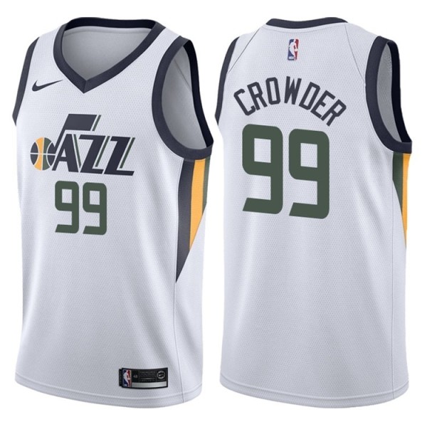 NBA Men Utah Jazz White #99 CROWDER Jersey High Quality Name and Number Print