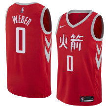 NBA Men Houston Rockets Red Jersey Chinese Version #0 WEBER High Quality Name and Number Print