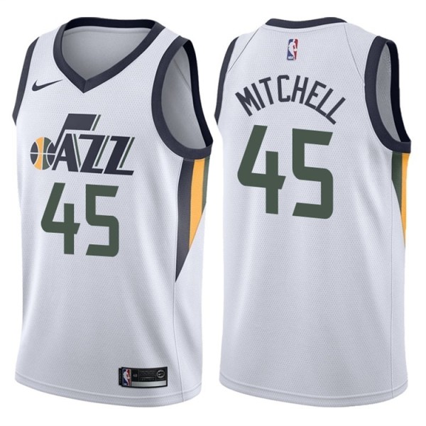NBA Men Utah Jazz White #45 MITCHELL Jersey High Quality Name and Number Print