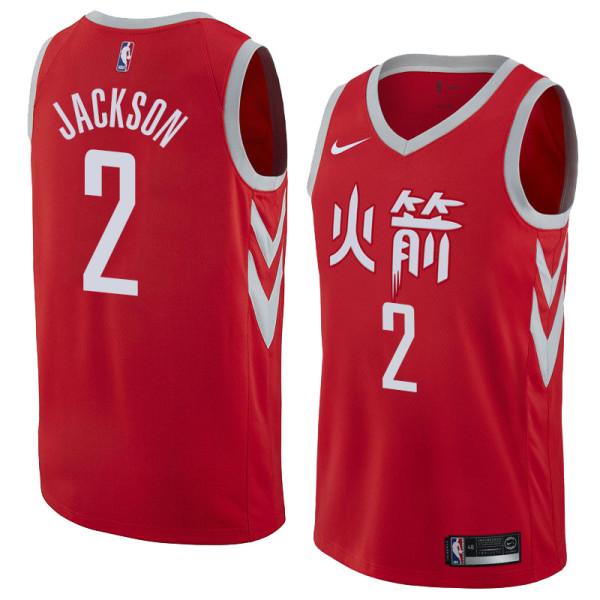 NBA Men Houston Rockets Red Jersey Chinese Version #2 JACKSON High Quality Name and Number Print