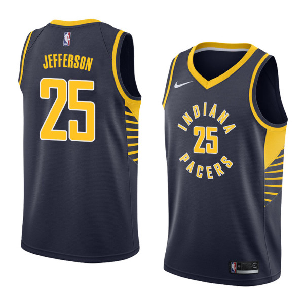 NBA Men Indiana Pacers Dark Blue #25 JEFFERSON Jersey High Quality Name and Number Print