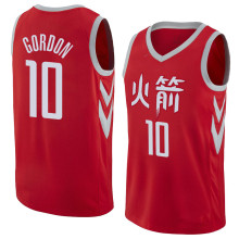 NBA Men Houston Rockets Red Jersey Chinese Version #10 GORDON High Quality Name and Number Print