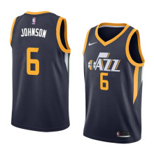 NBA Men Utah Jazz Dark Blue #6 JOHNSON Jersey High Quality Name and Number Print