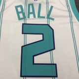 NBA Men New Season Charlotte Hornets #2 BALL White Jersey High Quality Name and Number Print