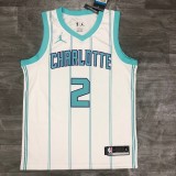 NBA Men New Season Charlotte Hornets #2 BALL White Jersey High Quality Name and Number Print