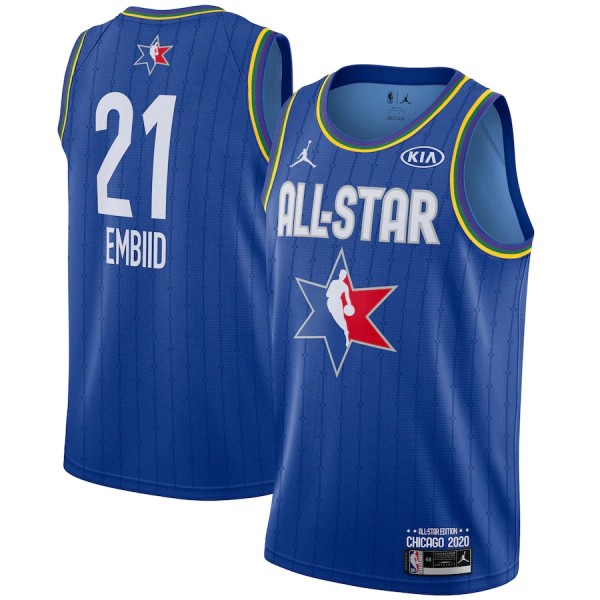 NBA Men 2020 All Star Jerseys Blue #21 EMBIID Jersey High Quality Name and Number Print