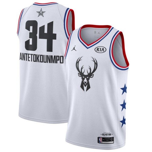 NBA Men 2019 All Star Jerseys White #34 ANTETOKOUNMPO Jersey High Quality Name and Number Print