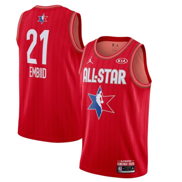 NBA Men 2020 All Star Jerseys Red #21 EMBIID Jersey High Quality Name and Number Print