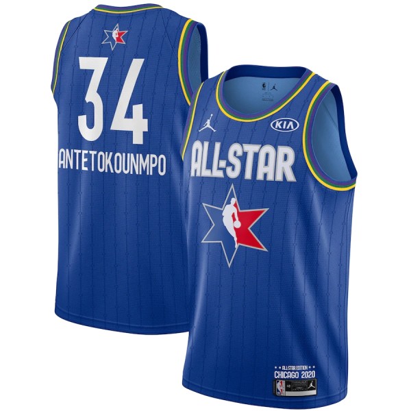 NBA Men 2020 All Star Jerseys Blue #34 ANTETOKOUNMPO Jersey High Quality Name and Number Print