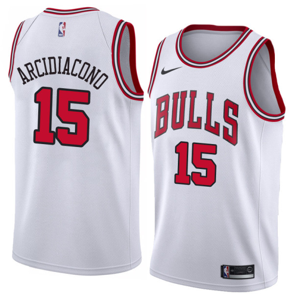 NBA Men Chicago Bulls White #15 ARCIDIACONO Jersey High Quality Name and Number Print