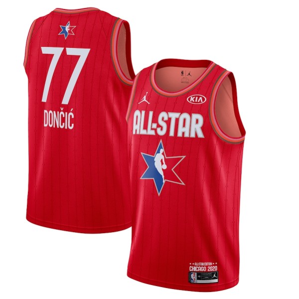NBA Men 2020 All Star Jerseys Red #77 DONCIC Jersey High Quality Name and Number Print