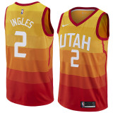 NBA Men Utah Jazz Yellow & Orange #2 INGLES Jersey High Quality Name and Number Print