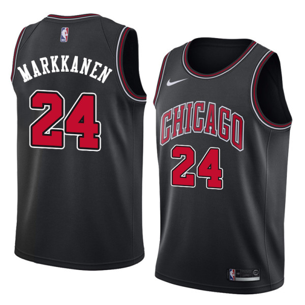 NBA Men Chicago Bulls Black #24 MARKKANEN Jersey High Quality Name and Number Print