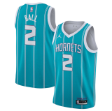 NBA Men Charlotte Hornets #2 Ball Blue Jersey High Quality Name and Number Print