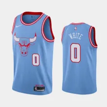 NBA Men Chicago Bulls 19-20 Season Light Blue #0 WHITE Jersey High Quality Name and Number Print