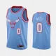 NBA Men Chicago Bulls 19-20 Season Light Blue #0 WHITE Jersey High Quality Name and Number Print
