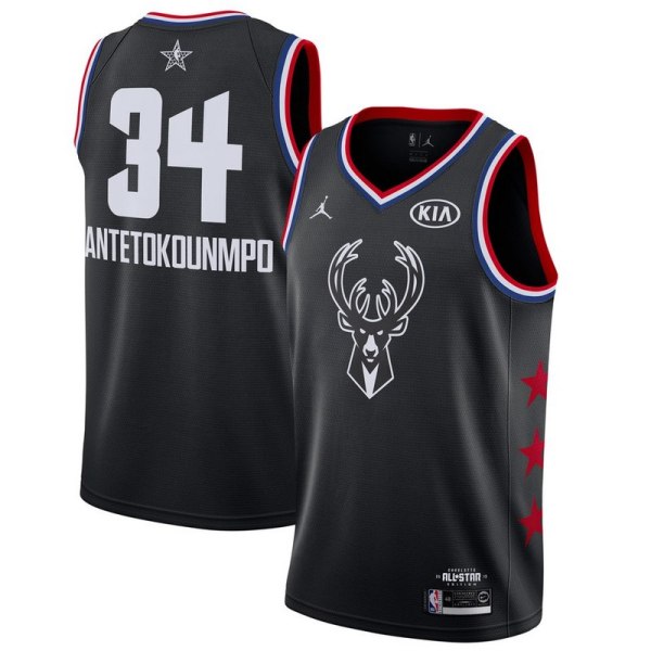 NBA Men 2019 All Star Jerseys Black #34 ANTETOKOUNMPO Jersey High Quality Name and Number Print