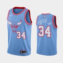 NBA Men Chicago Bulls 19-20 Season Light Blue #34 CARTER JR. Jersey High Quality Name and Number Print