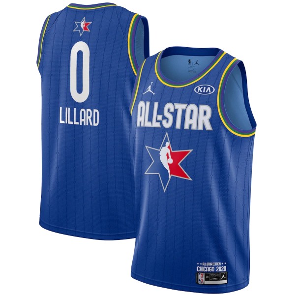 NBA Men 2020 All Star Jerseys Blue #0 LILLARD Jersey High Quality Name and Number Print