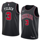 NBA Men Chicago Bulls Black #3 FELDER Jersey High Quality Name and Number Print