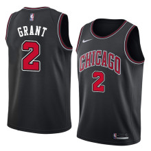 NBA Men Chicago Bulls Black #2 GRANT Jersey High Quality Name and Number Print