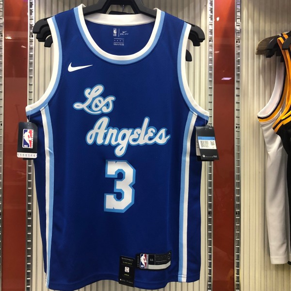 NBA Men Los Angeles Lakers Retro in Latin #3 DAVIS Blue Round Neck Jersey High Quality Name and Number Print