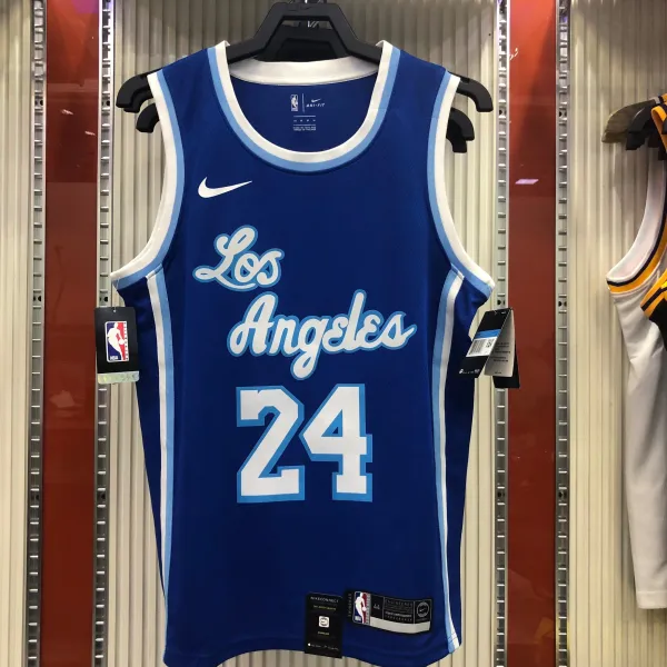 NBA Men Los Angeles Lakers Retro in Latin #24 BRYANT Blue Round Neck Jersey High Quality Name and Number Print