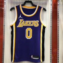 NBA Men Season 2021 Los Angeles Lakers #0 YOUNG Purple Round Neck with Jordan logo Jersey High Quality Name and Number Print