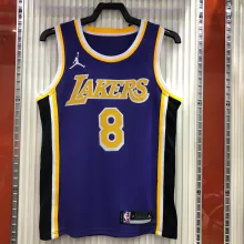NBA Men Season 2021 Los Angeles Lakers #8 BRYANT Purple Round Neck with Jordan logo Jersey High Quality Name and Number Print