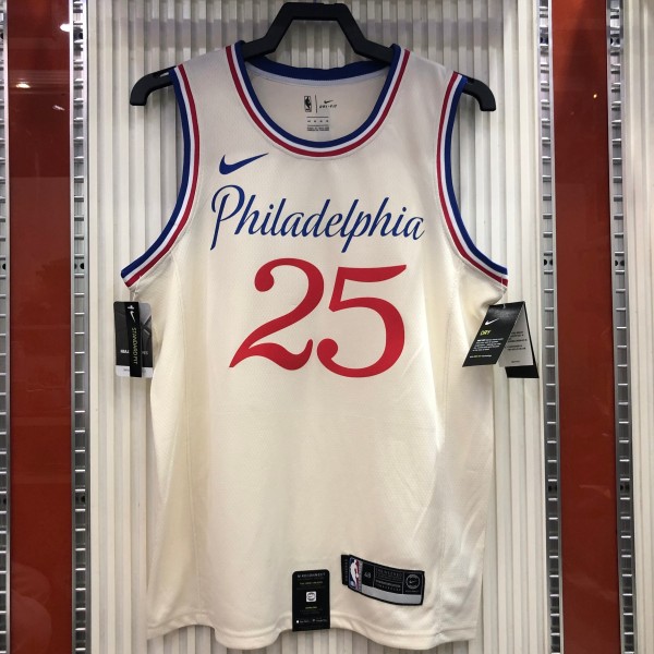 NBA Men Season 20-21 Philadelphia 76ers Beige #25 SIMMONS City Jersey High Quality Name and Number Print