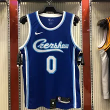 NBA Men Los Angeles Lakers Retro in Latin with Crenshaw #0 KUZMA Blue Round Neck Jersey High Quality Name and Number Print