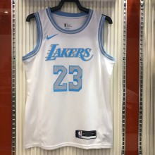 NBA Men Season 2021 Los Angeles Lakers White Round Neck #23 JAMES Jersey High Quality Name and Number Print