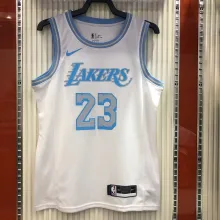 NBA Men Season 2021 Los Angeles Lakers White Round Neck #23 JAMES Jersey High Quality Name and Number Print
