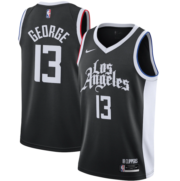 NBA Season 20-21 Men Los Angeles Clippers in Latin Black City #13 GEORGE Jersey High Quality Name and Number Print