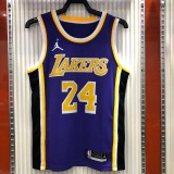 NBA Men Season 2021 Los Angeles Lakers #24 BRYANT Purple Round Neck with Jordan logo Jersey High Quality Name and Number Print