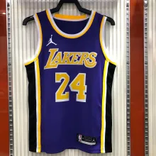 NBA Men Season 2021 Los Angeles Lakers #24 BRYANT Purple Round Neck with Jordan logo Jersey High Quality Name and Number Print