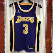 NBA Men Season 2021 Los Angeles Lakers #3 DAVIS Purple Round Neck with Jordan logo Jersey High Quality Name and Number Print