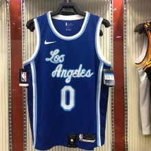 NBA Men Los Angeles Lakers Retro in Latin #0 KUZMA Blue Round Neck Jersey High Quality Name and Number Print