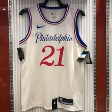 NBA Men Season 20-21 Philadelphia 76ers Beige #21 EMBIID City Jersey High Quality Name and Number Print