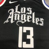 NBA Season 20-21 Men Los Angeles Clippers in Latin Black City #13 GEORGE Jersey High Quality Name and Number Print