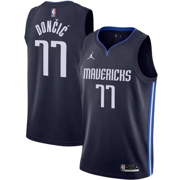 NBA Men Season 2021 Dallas Mavericks Dark Blue #77 DONCIC Jersey with Jordon Logo High Quality Name and Number Print