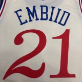NBA Men Season 20-21 Philadelphia 76ers Beige #21 EMBIID City Jersey High Quality Name and Number Print