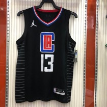 NBA Men Season 2021 Los Angeles Clippers Black City #13 GEORGE Jersey with Jordan Logo High Quality Name and Number Print
