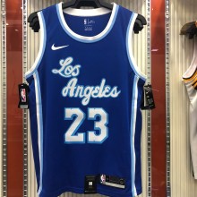 NBA Men Los Angeles Lakers Retro in Latin #23 JAMES Blue Round Neck Jersey High Quality Name and Number Print