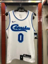 NBA Men Los Angeles Lakers Retro in Latin with Crenshaw #0 KUZMA white Round Neck Jersey High Quality Name and Number Print