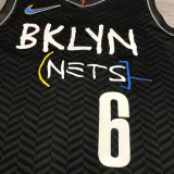 NBA Men Season 2021 Brooklyn Nets Black City #6 JORDAN Jersey High Quality Name and Number Print